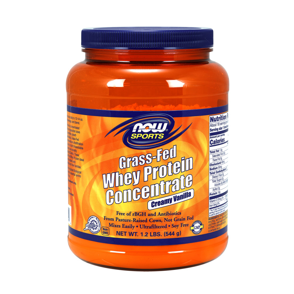 Grass-Fed Whey Protein Concentrate, Creamy Vanilla Powder - 1.2 lbs.