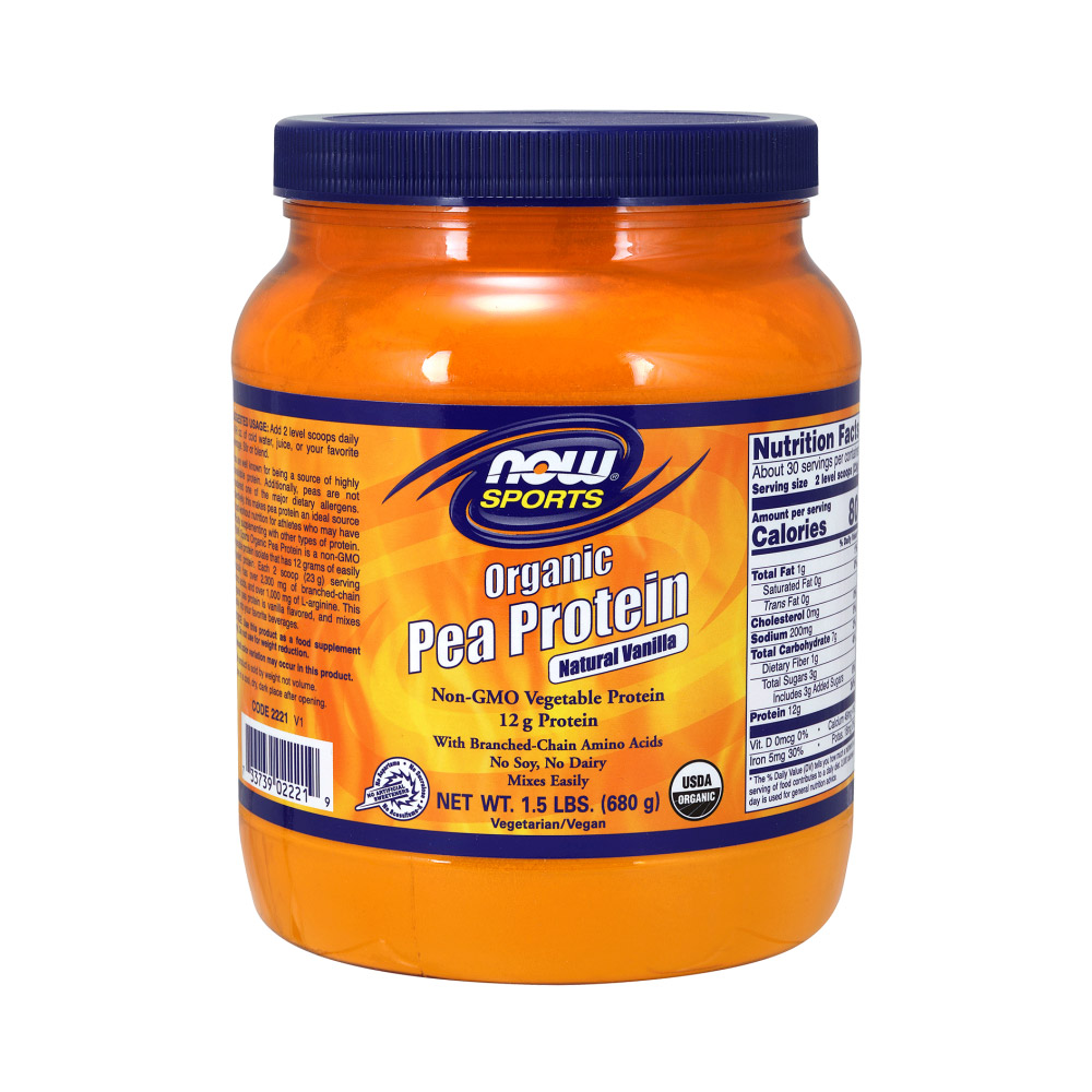 Pea Protein Natural Vanilla Powder, Organic - 1.5 lbs.