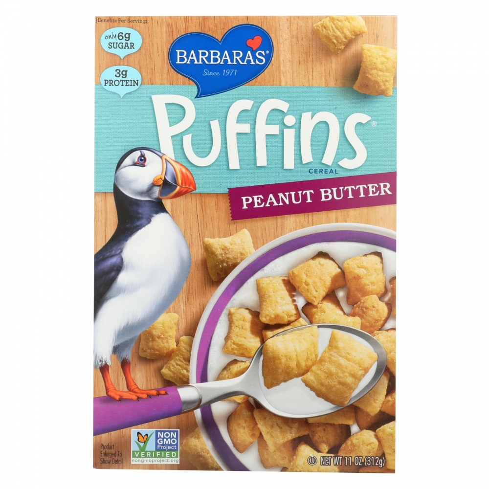 Barbara's Bakery - Puffins Cereal - Peanut Butter - 12개 묶음상품 - 11 oz.