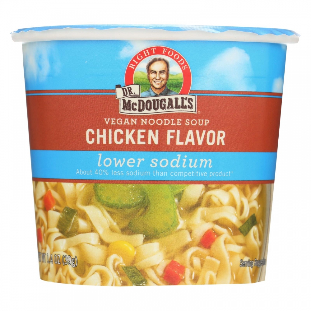 Dr. McDougall's Vegan Noodle Lower Sodium Soup Cup - Chicken - 6개 묶음상품 - 1.4 oz.