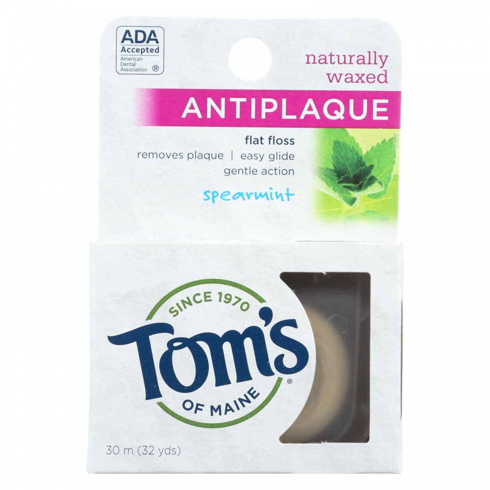Tom's of Maine Antiplaque Flat Floss Waxed Spearmint - 32 Yards - 6개 묶음상품