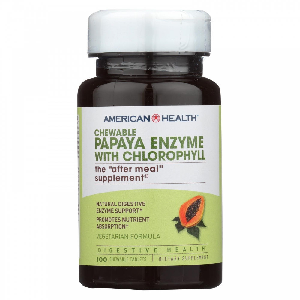 American Health - Papaya Enzyme with Chlorophyll Chewable - 100 Chewable Tablets