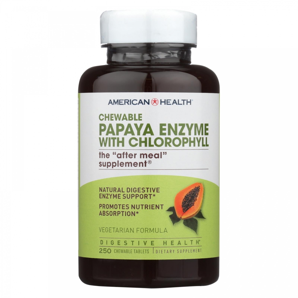 American Health - Papaya Enzyme with Chlorophyll Chewable - 250 Tablets