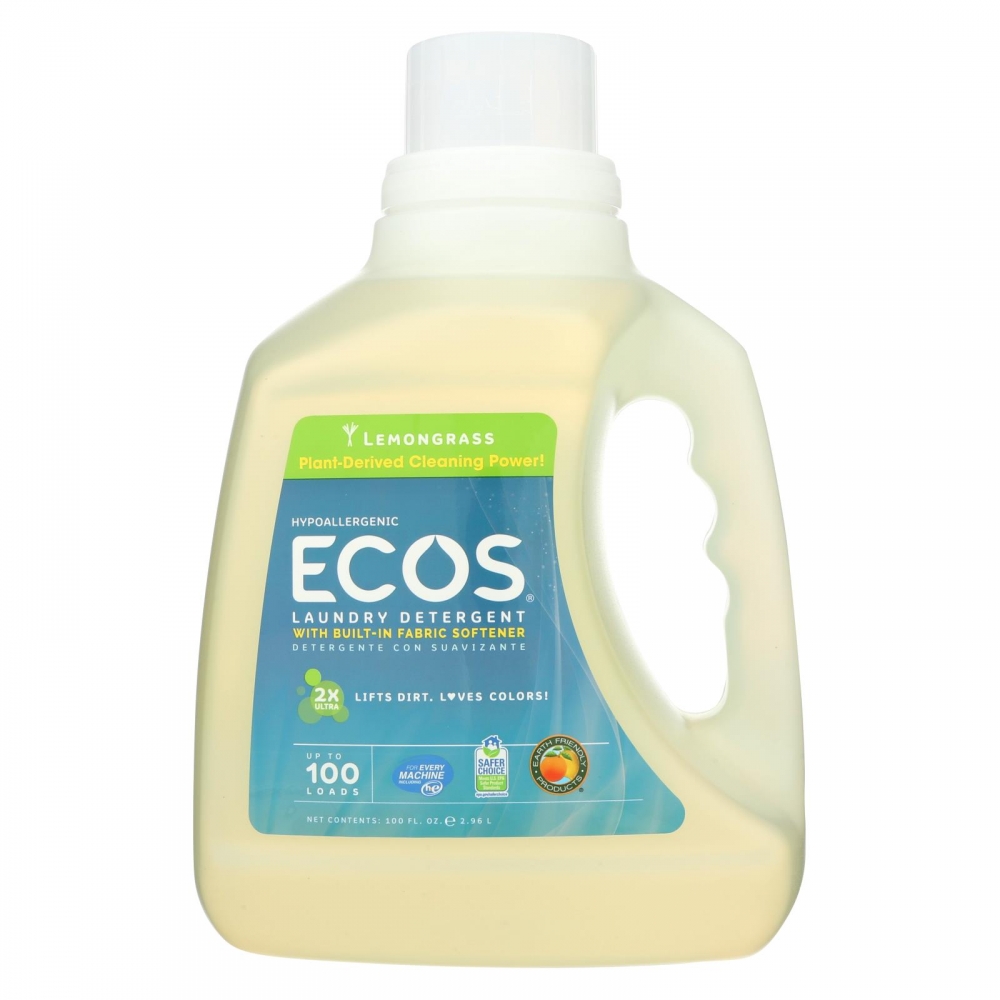 Earth Friendly Ecos Ultra 2x All Natural Laundry Detergent - Lemongrass - 4개 묶음상품 - 100 fl oz