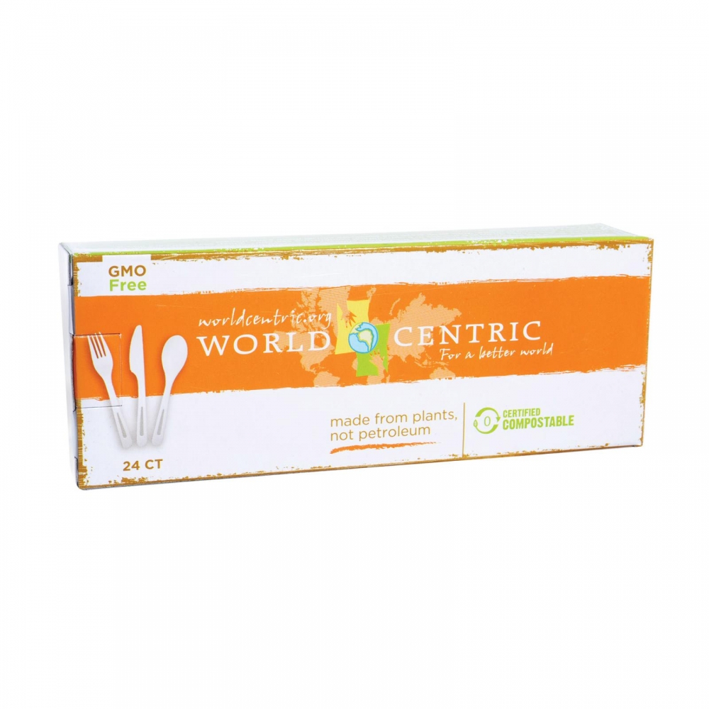 World Centric Assorted Corn Starch Flatware - 12개 묶음상품 - 24 Count