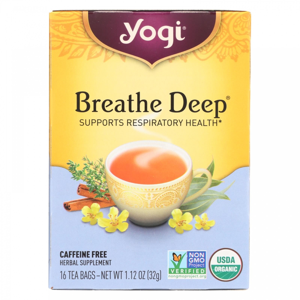 Yogi Organic Breathe Deep Herbal Tea Caffeine Free - 16 Tea Bags - 6개 묶음상품
