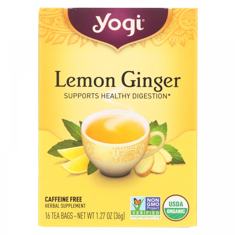 Yogi 100% Natural Herbal Tea Caffeine Free Lemon Ginger - 16 Tea Bags - 6개 묶음상품
