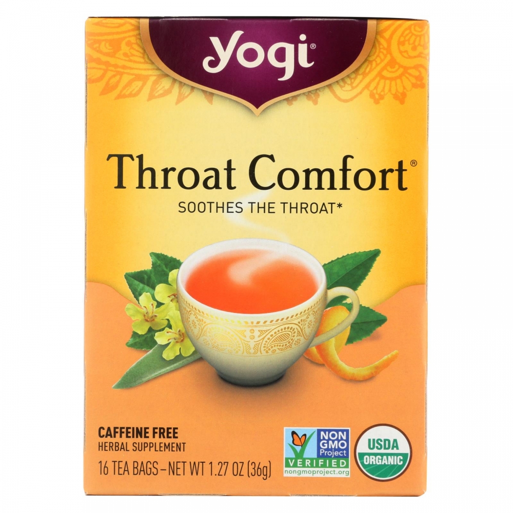 Yogi Organic Throat Comfort Herbal Tea Caffeine Free - 16 Tea Bags - 6개 묶음상품