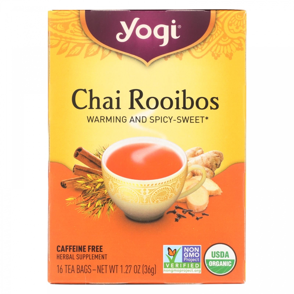 Yogi Organic Herbal Tea Caffeine Free Chai Rooibos - 16 Tea Bags - 6개 묶음상품