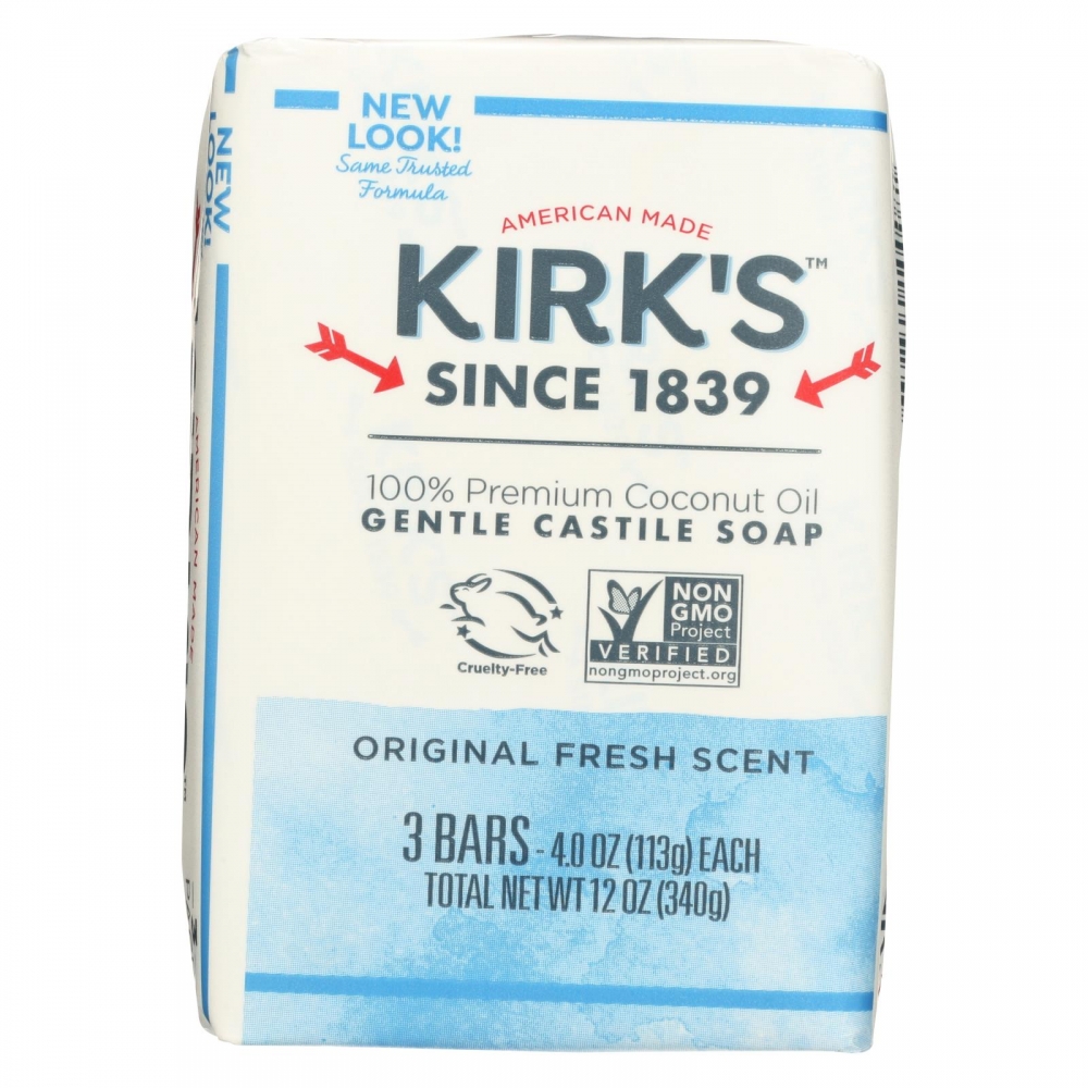 Kirk's Natural Castile Soap Original - 4 oz Each / Pack of 3