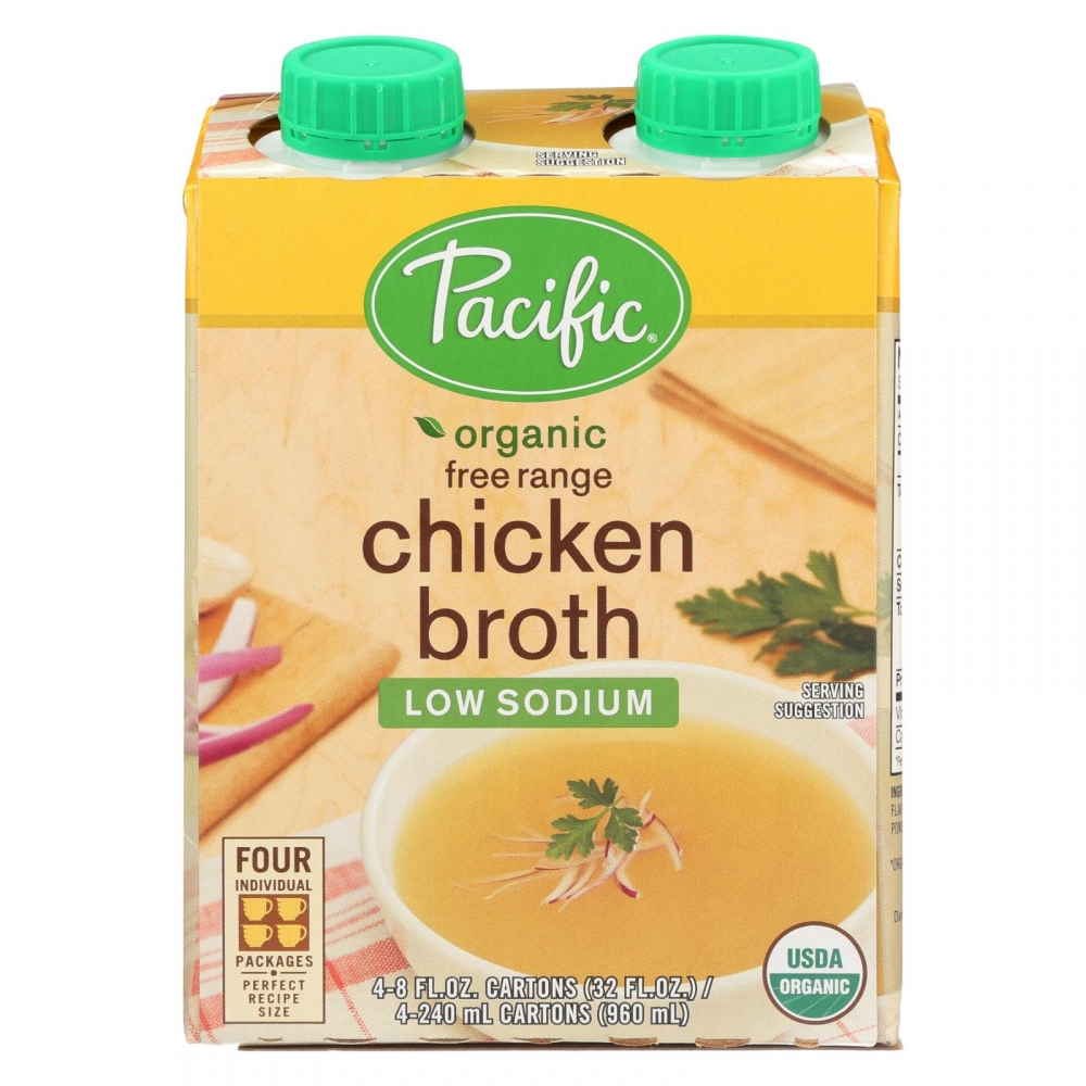 Pacific Natural Foods Free Range Chicken Broth - Low Sodium - 6개 묶음상품 - 8 Fl oz.