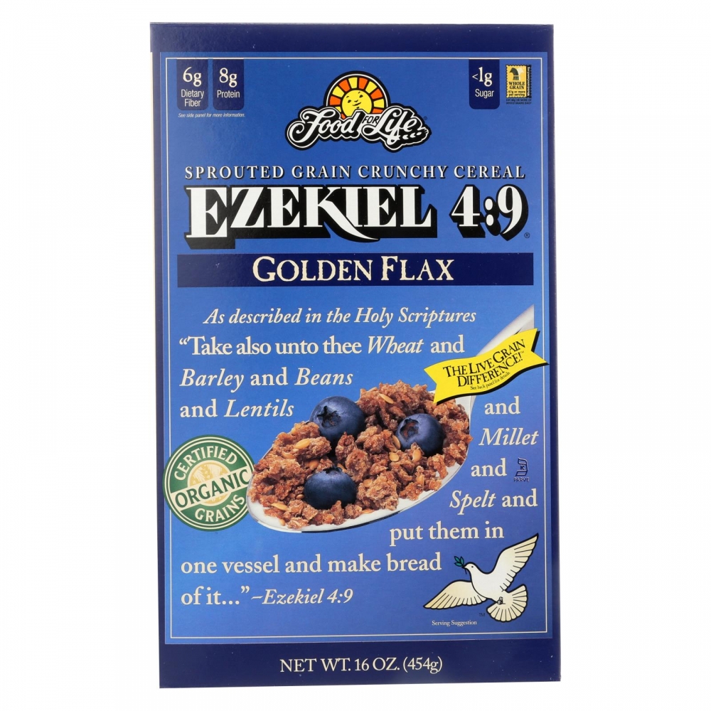 Food For Life Baking Co. Cereal - Organic - Ezekiel 4-9 - Sprouted Whole Grain - Golden Flax - 16 oz - 6개 묶음상품