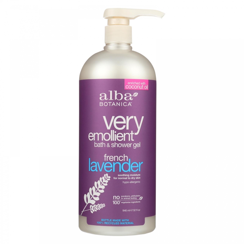 Alba Botanica - Very Emollient Bath and Shower Gel - French Lavender - 32 fl oz