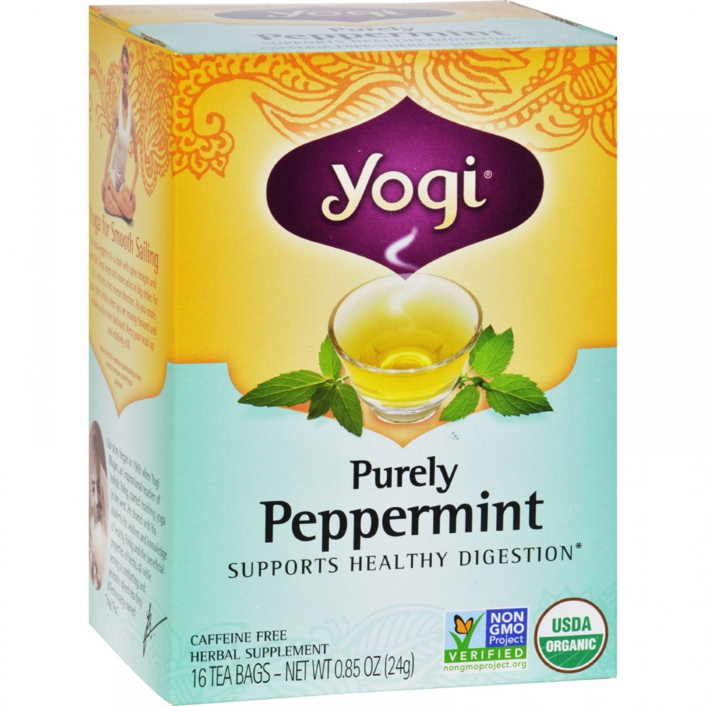 Yogi Organic Herbal Tea Caffeine Free Purely Peppermint - 16 Tea Bags - 6개 묶음상품