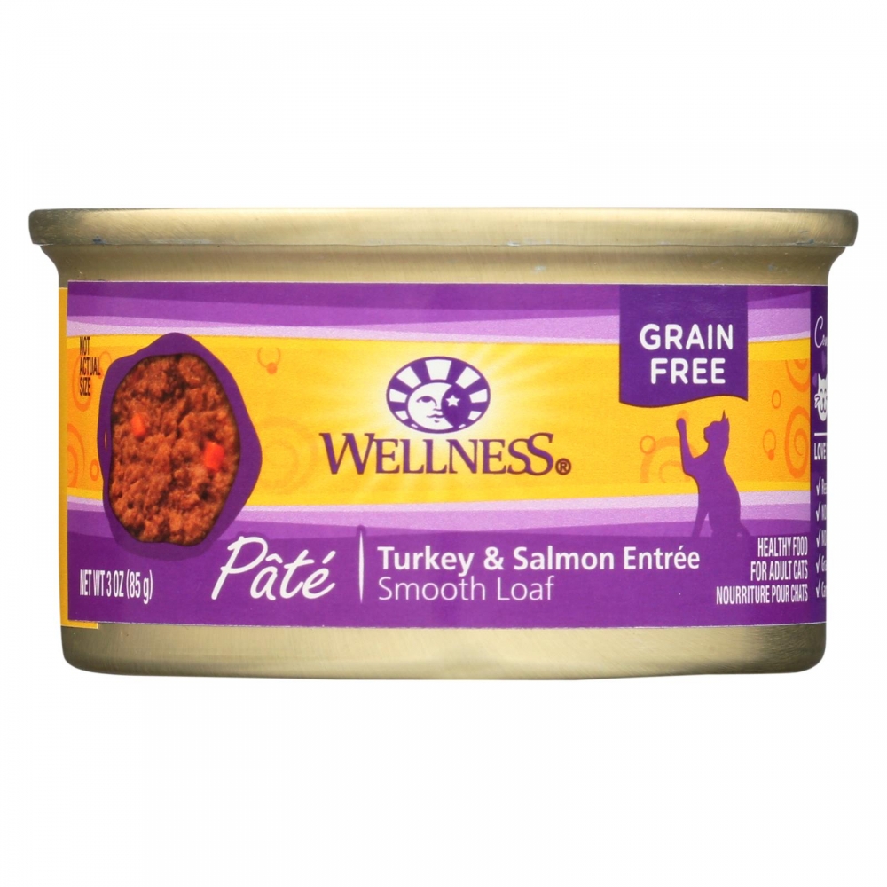 Wellness Pet Products Cat Food - Turkey and Salmon Recipe - 24개 묶음상품 - 3 oz.