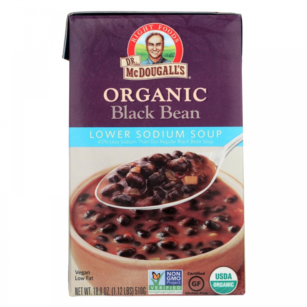 Dr. McDougall's Organic Black Bean Lower Sodium Soup - 6개 묶음상품 - 18 oz.