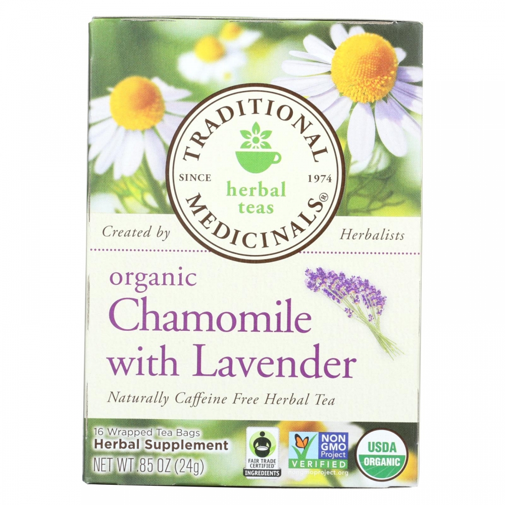 Traditional Medicinals Organic Chamomile with Lavender Herbal Tea - Caffeine Free - 6개 묶음상품 - 16 Bags