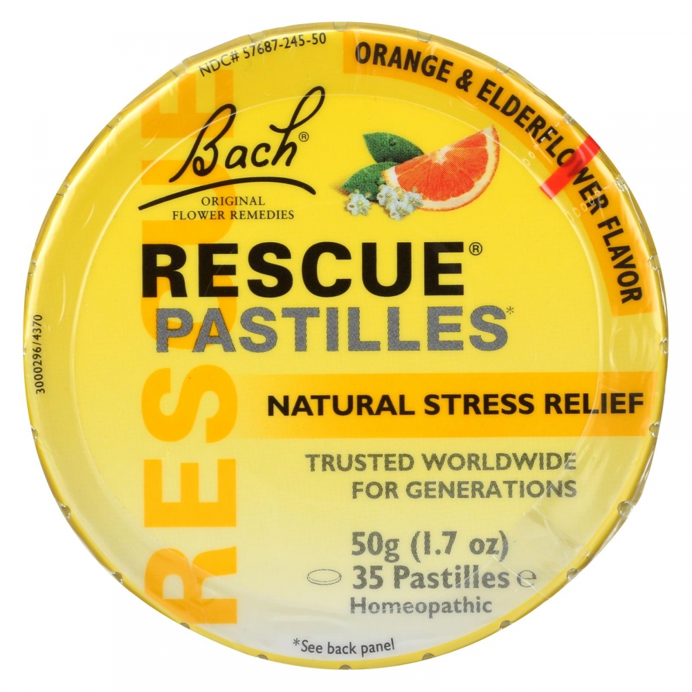 Bach Flower Remedies Rescue Remedy Pastilles Orange Elderflower - 1.7 oz - 12개 묶음상품