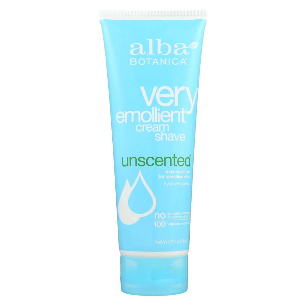 Alba Botanica - Very Emollient Natural Moisturizing Cream Shave Unscented - 8 fl oz