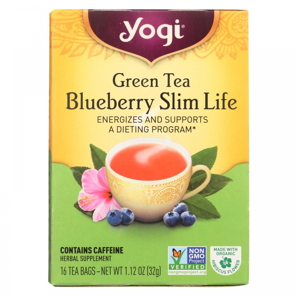 Yogi Green Slim Life Herbal Tea Blueberry - 16 Tea Bags - 6개 묶음상품
