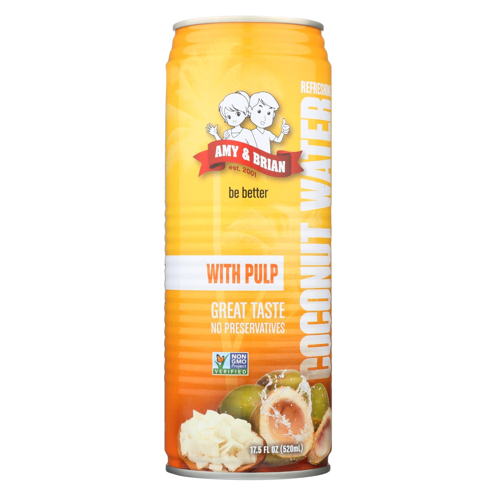 Amy and Brian - Coconut Water with Pulp - 12개 묶음상품 - 17.5 fl oz.