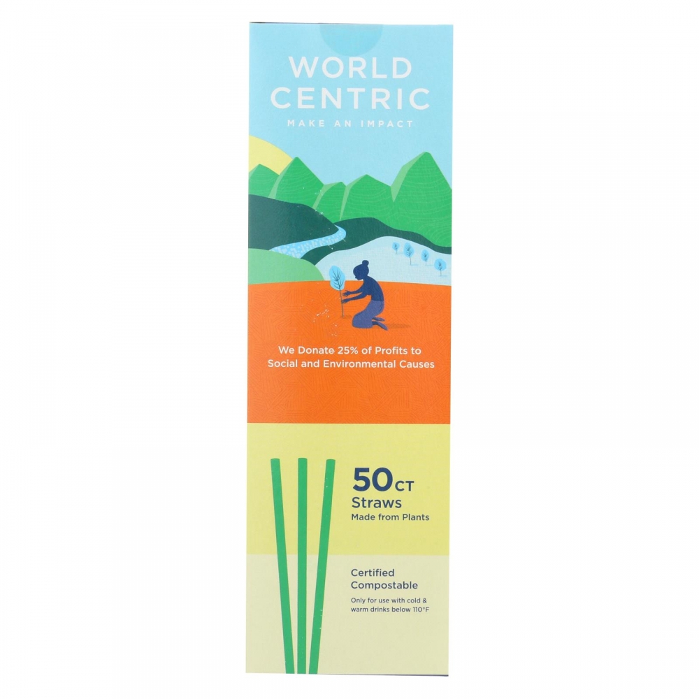 World Centric Straws - 7.75 in - Compostable - 50 count - 24개 묶음상품