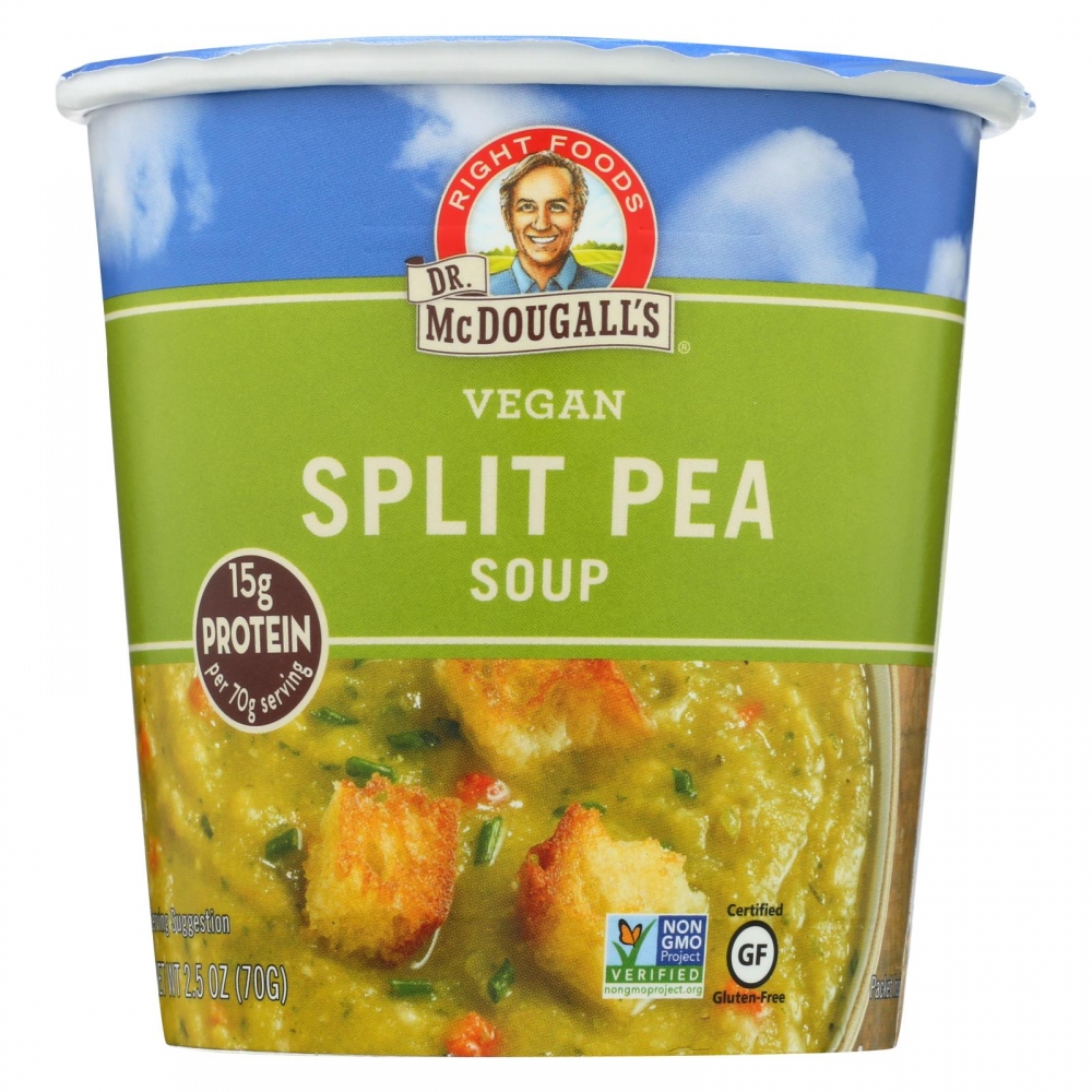 Dr. McDougall's Vegan Split Pea and Barley Soup Big Cup - 6개 묶음상품 - 2.5 oz.