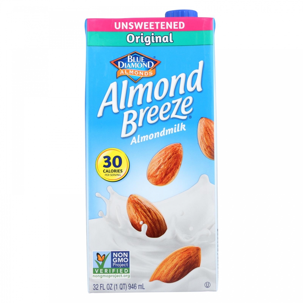 Almond Breeze - Almond Milk - Unsweetened Original - 12개 묶음상품 - 32 fl oz.