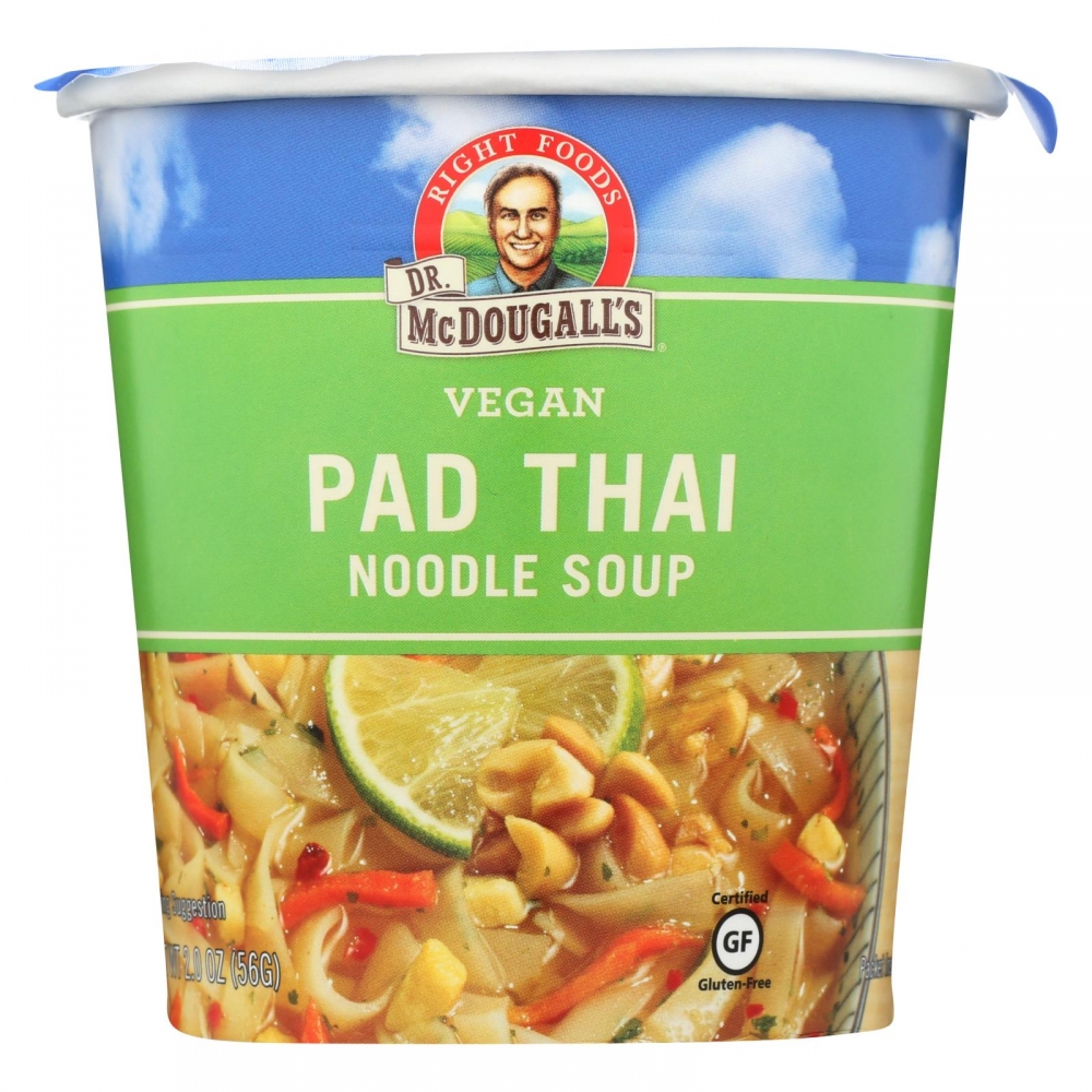 Dr. McDougall's Vegan Pad Thai Noodle Soup Big Cup - 6개 묶음상품 - 2 oz.