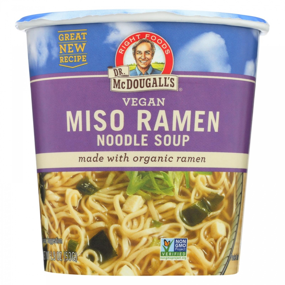 Dr. McDougall's Vegan Miso Ramen Soup Big Cup with Noodles - 6개 묶음상품 - 1.9 oz.