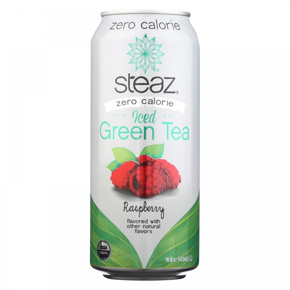Steaz Zero Calorie Green Tea - Raspberry - 12개 묶음상품 - 16 Fl oz.