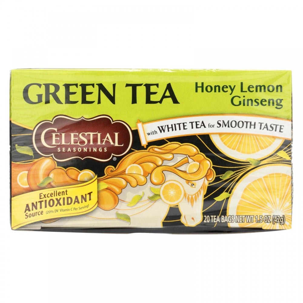 Celestial Seasonings Green Tea Honey Lemon Ginseng with White Tea - 20 Tea Bags - 6개 묶음상품
