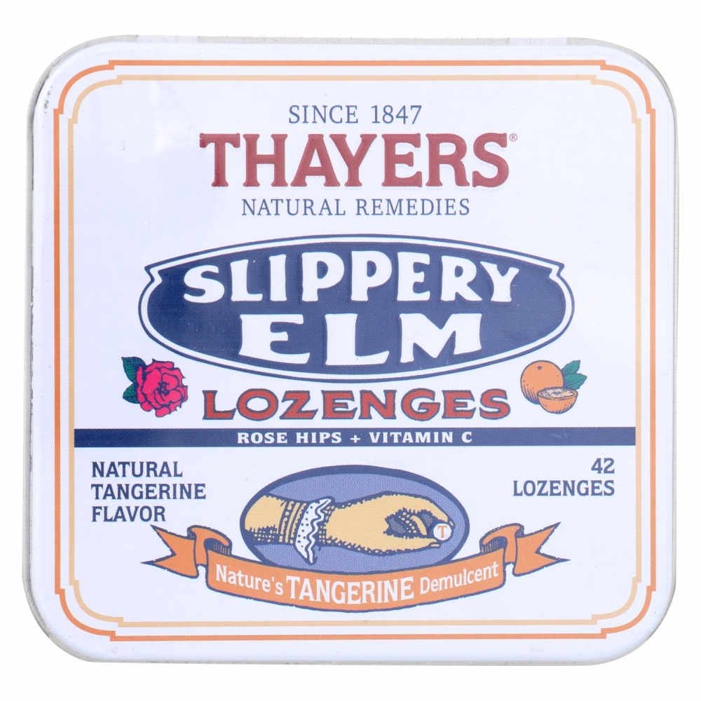 Thayers Slippery Elm Lozenges Tangerine - 42 Lozenges - 10개 묶음상품