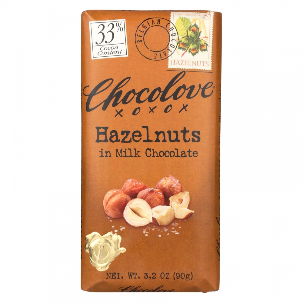 Chocolove Xoxox - Premium Chocolate Bar - Milk Chocolate - Hazelnuts - 3.2 oz Bars - 12개 묶음상품
