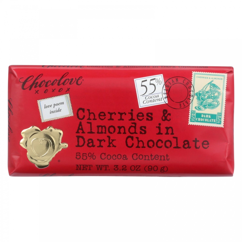 Chocolove Xoxox - Premium Chocolate Bar - Dark Chocolate - Cherries and Almonds - 3.2 oz Bars - 12개 묶음상품