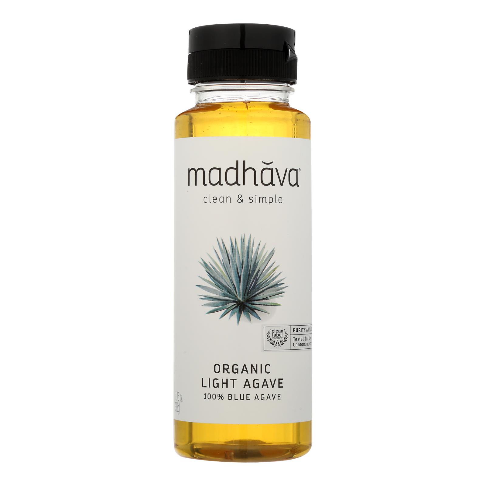 Madhava Golden Light Organic Blue Agave Sweetener - Case of 6 - 11.75Z