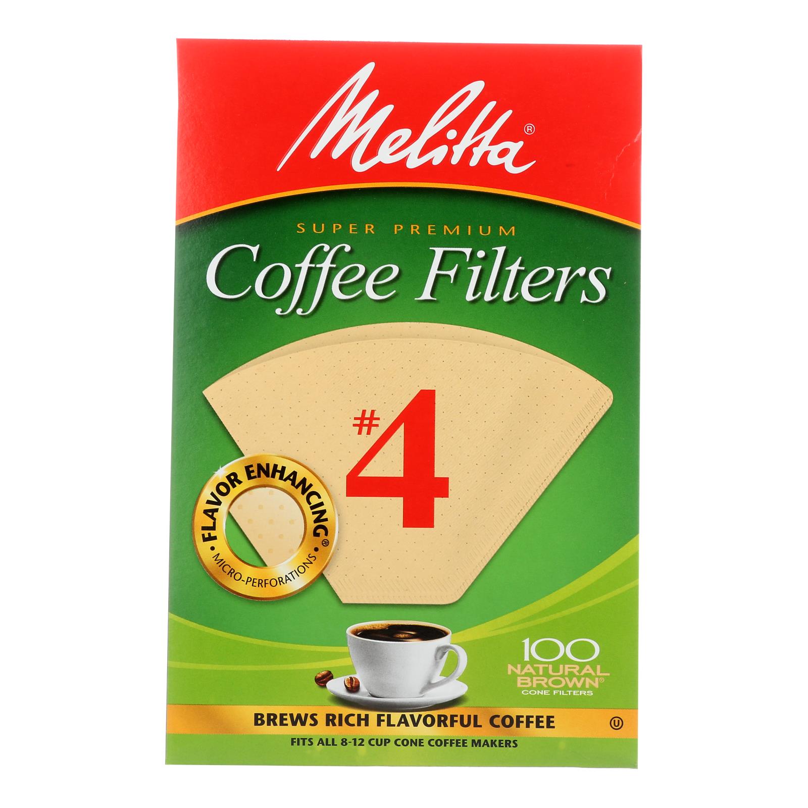 Melitta - Cone Filters Brown #4 - 12개 묶음상품 - 100 CT