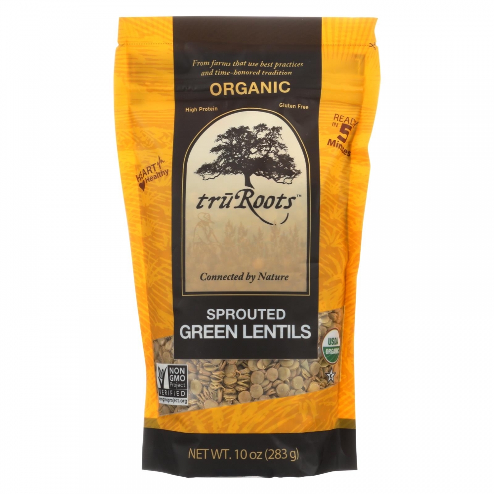 Truroots Organic Green Lentils - Sprouted - 6개 묶음상품 - 10 oz.