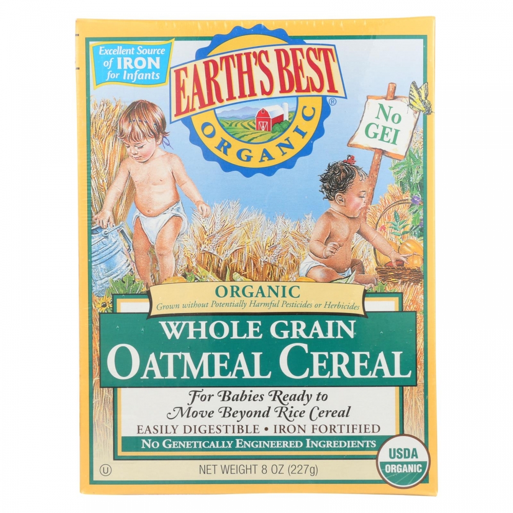 Earth's Best Organic Whole Grain Oatmeal Infant Cereal - 12개 묶음상품 - 8 oz.