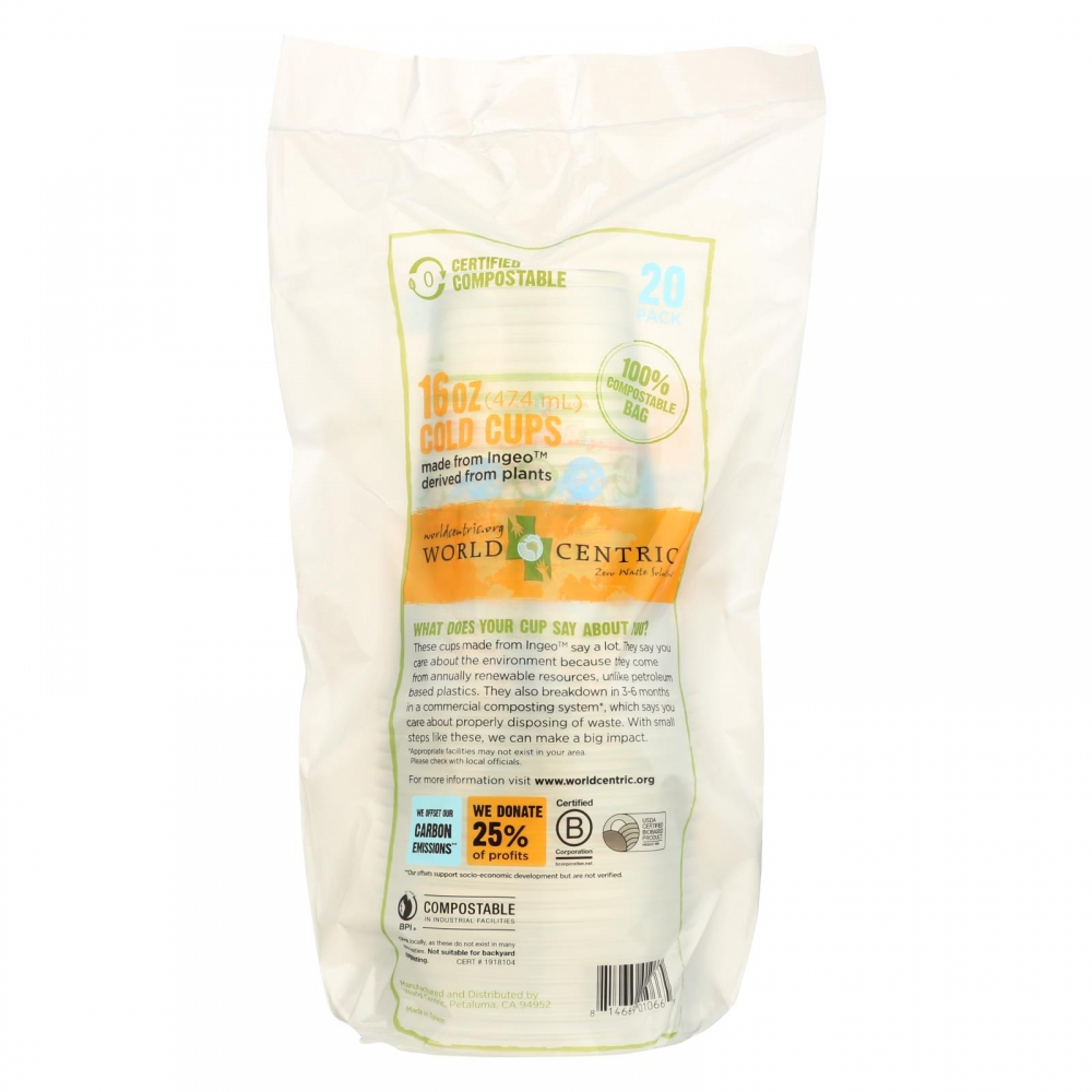 World Centric Compostable Clear - 12개 묶음상품 - 16 oz.