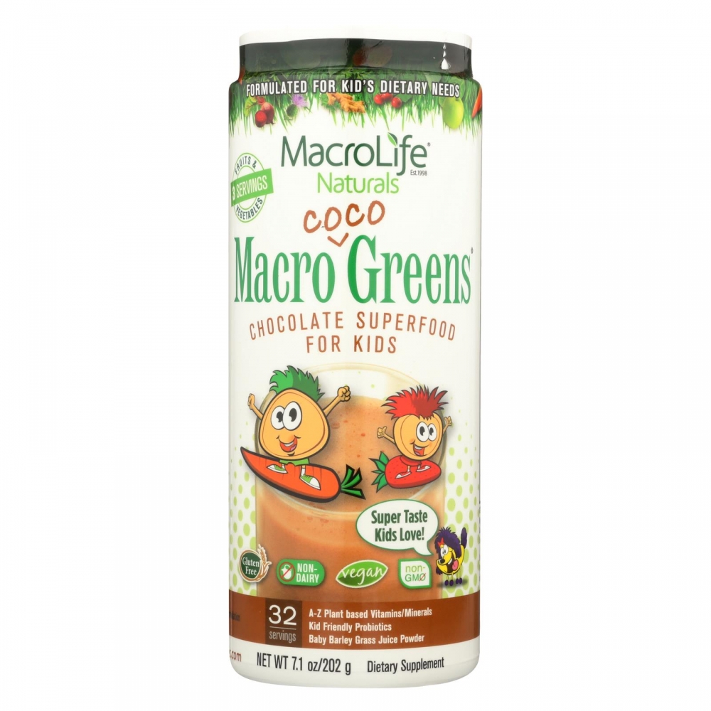 Macrolife Naturals Jr. Macro Coco-greens For Kids Chocolate - 7.1 Oz