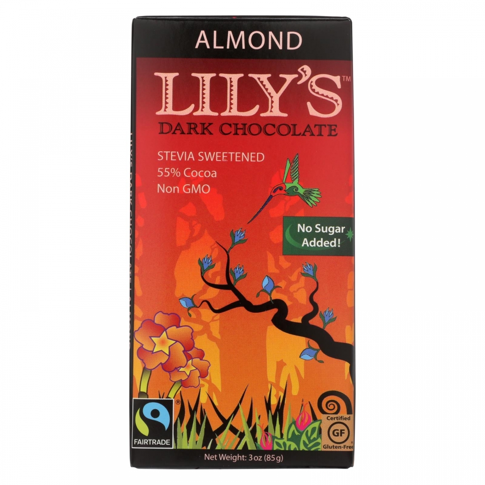 Lily's Sweets Chocolate Bar - Dark Chocolate - 55 Percent Cocoa - Almond - 3 oz Bars - 12개 묶음상품
