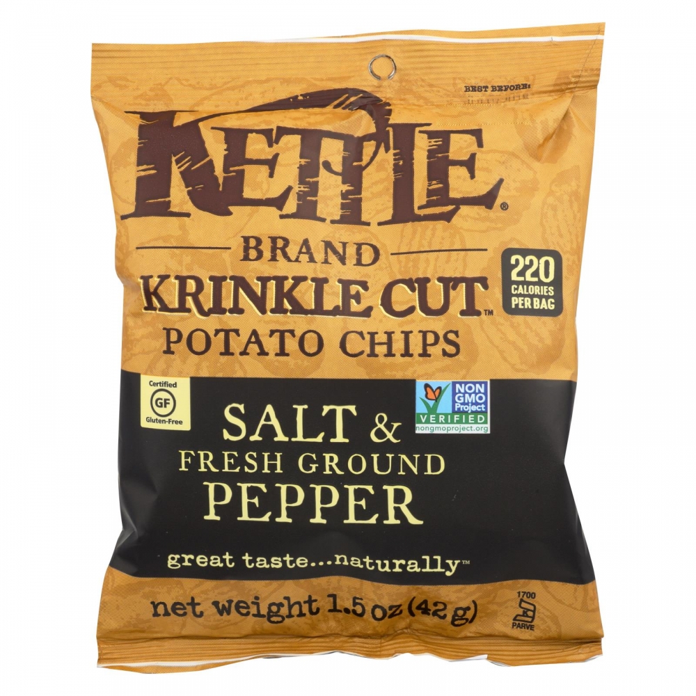 Kettle Brand Potato Chips - Sea Salt and Crushed Black Pepper - 24개 묶음상품 - 1.5 oz.