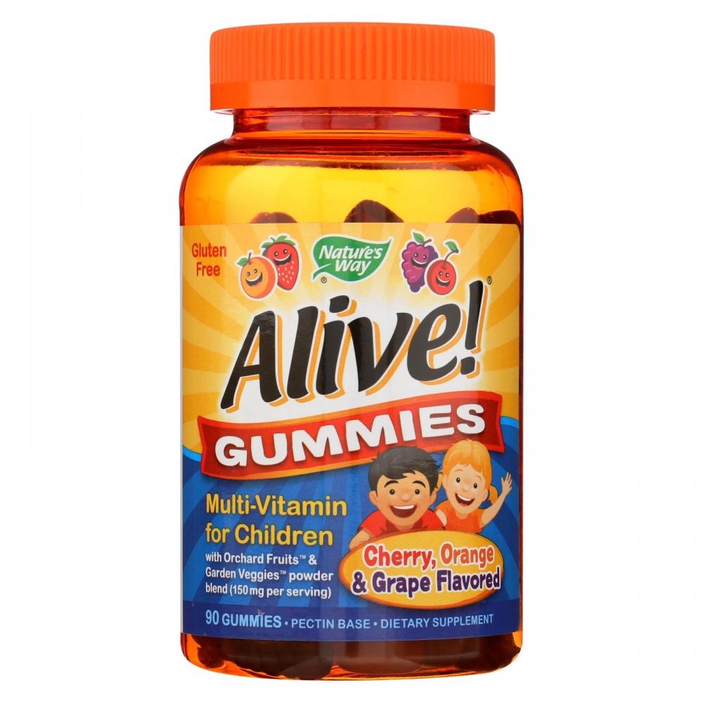 Nature's Way - Alive! Gummies Multi-Vitamin for Children - Cherry Grape and Orange - 90 Gummies