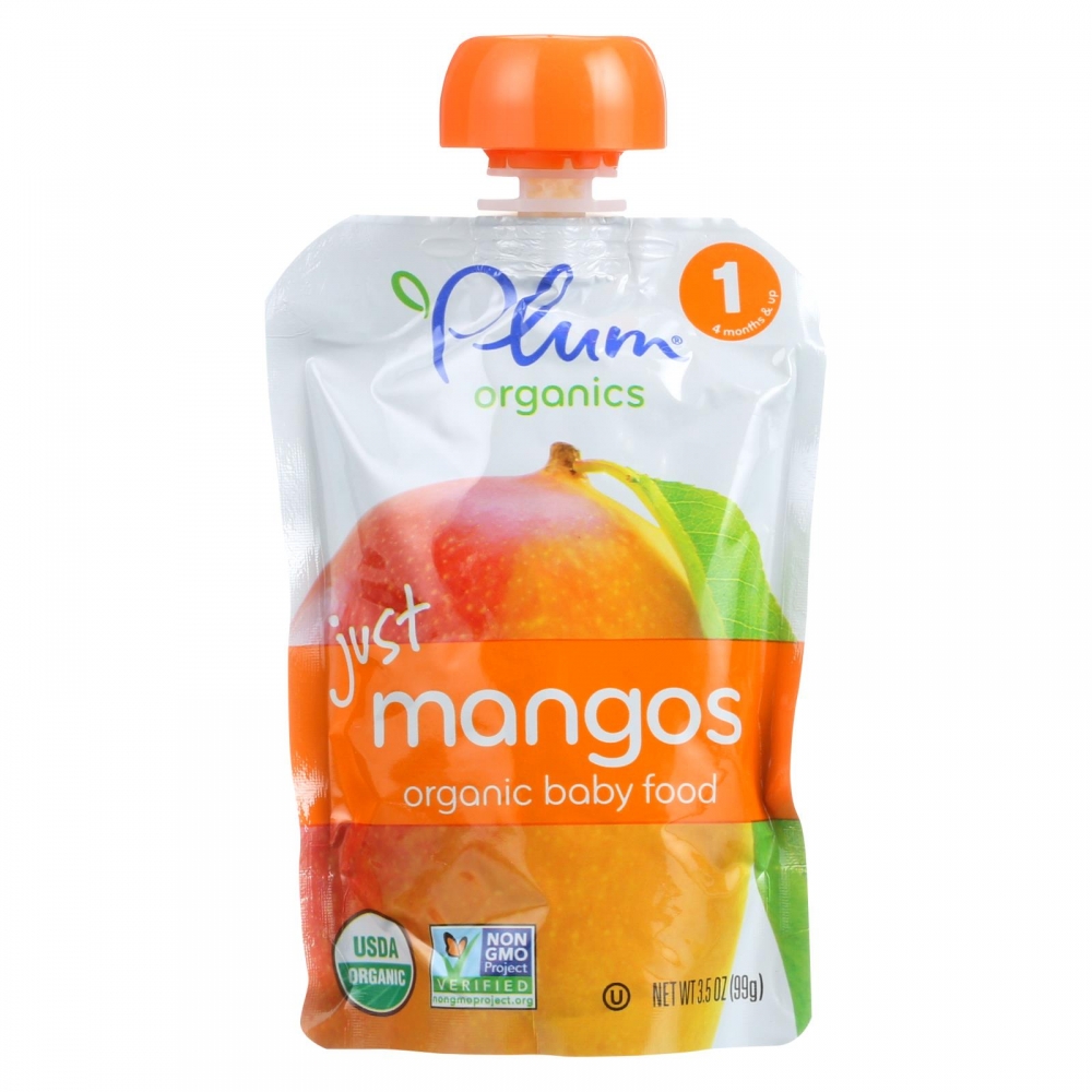 Plum Organics Just Fruit - Organic - Mangoes - Stage 1 - 4 Months and Up - 3.5 oz - 6개 묶음상품