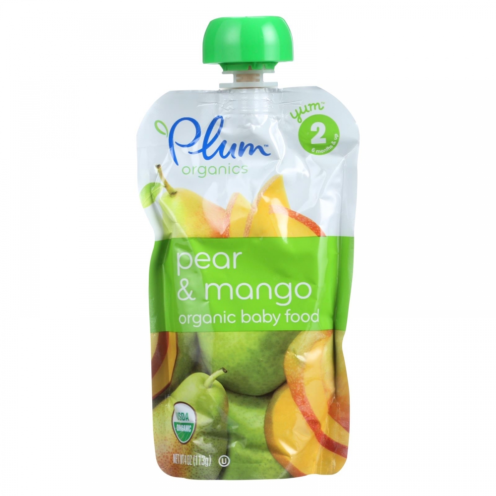 Plum Organics Baby Food - Organic - Pear and Mango - Stage 2 - 6 Months and Up - 3.5 .oz - 6개 묶음상품