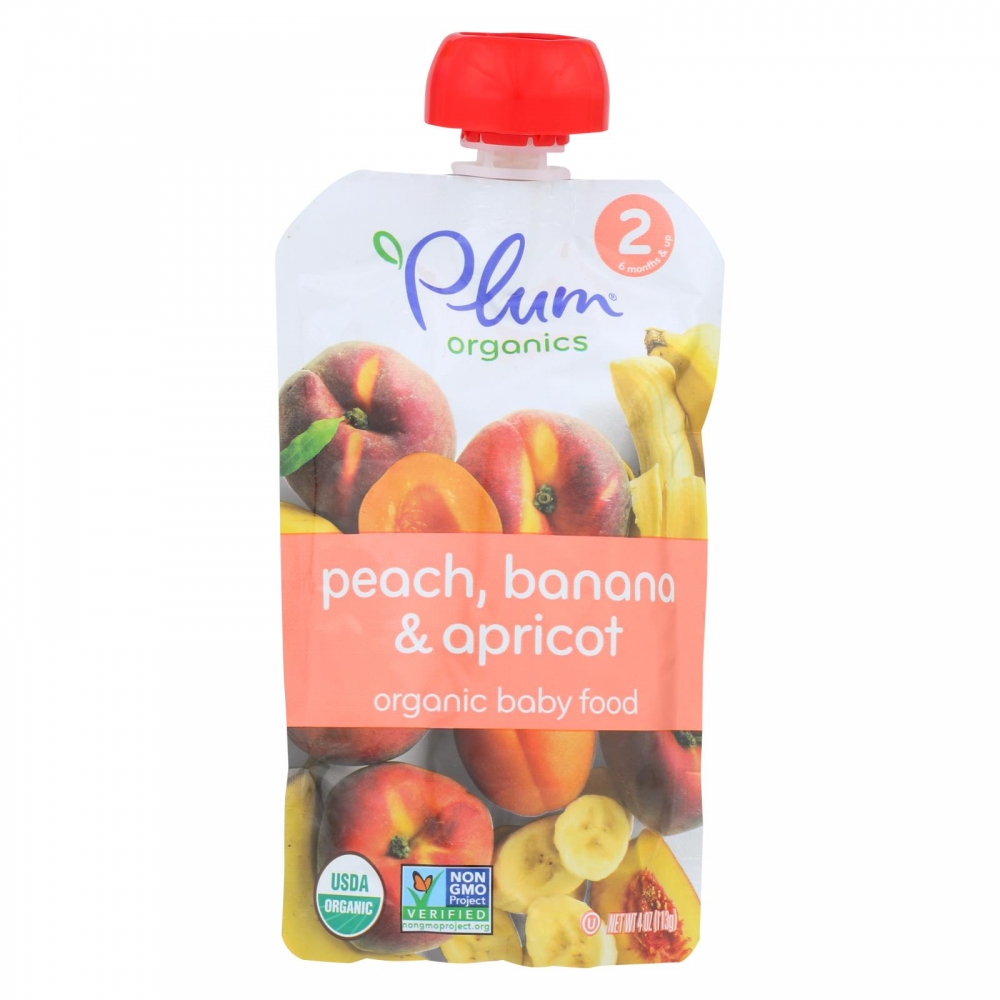 Plum Organics Baby Food - Organic - Apricot and Banana - Stage 2 - 6 Months and Up - 3.5 .oz - 6개 묶음상품