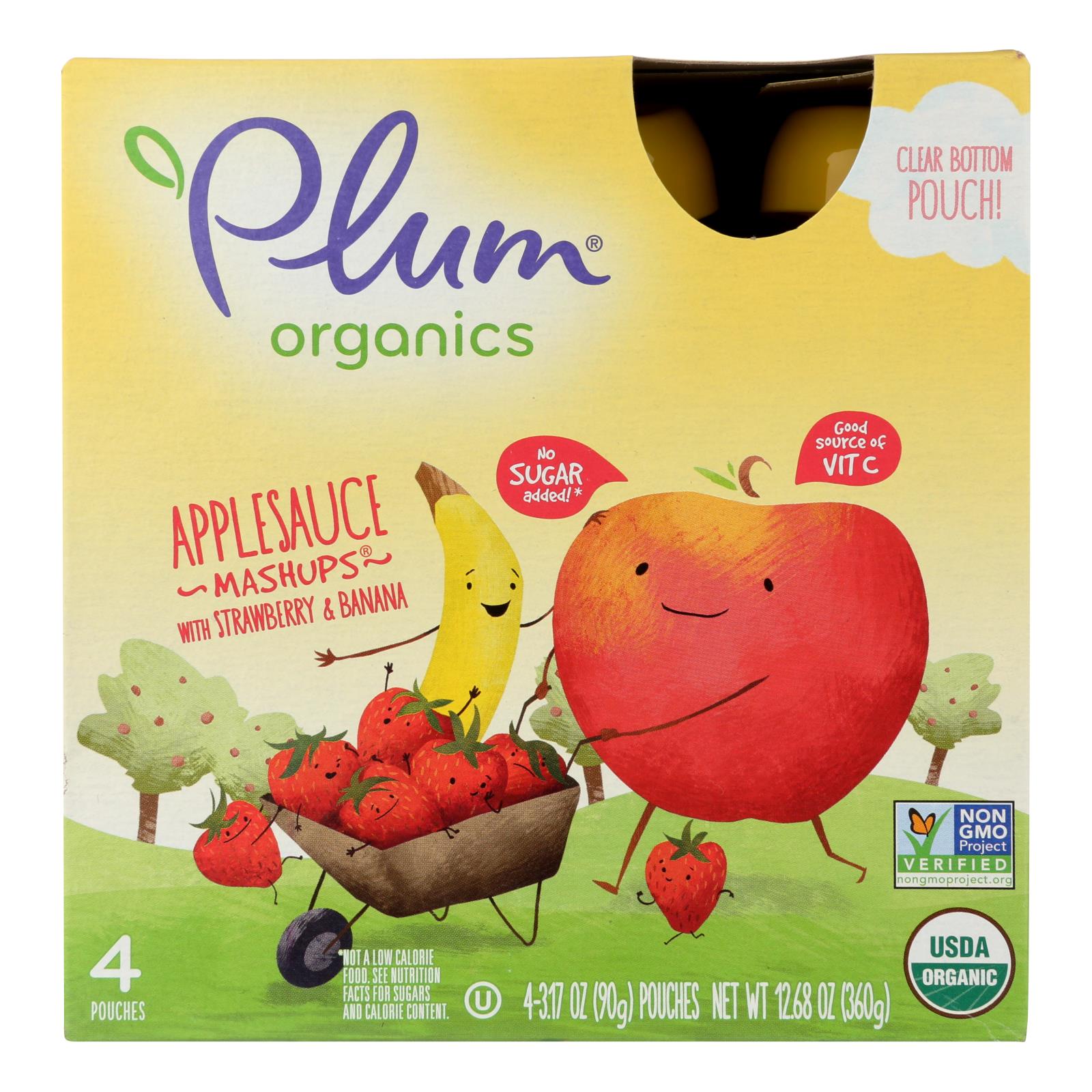 Plum Organics Applesauce Mashups With Strawberry And Banana - 6개 묶음상품 - 4/3.17OZ