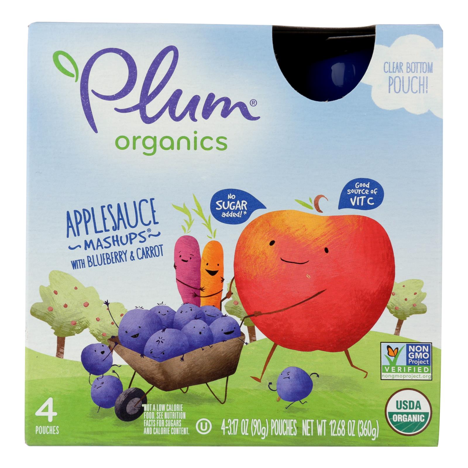 Plum Organics Applesauce Mashups With Blueberry & Carrot - 6개 묶음상품 - 4/3.17OZ