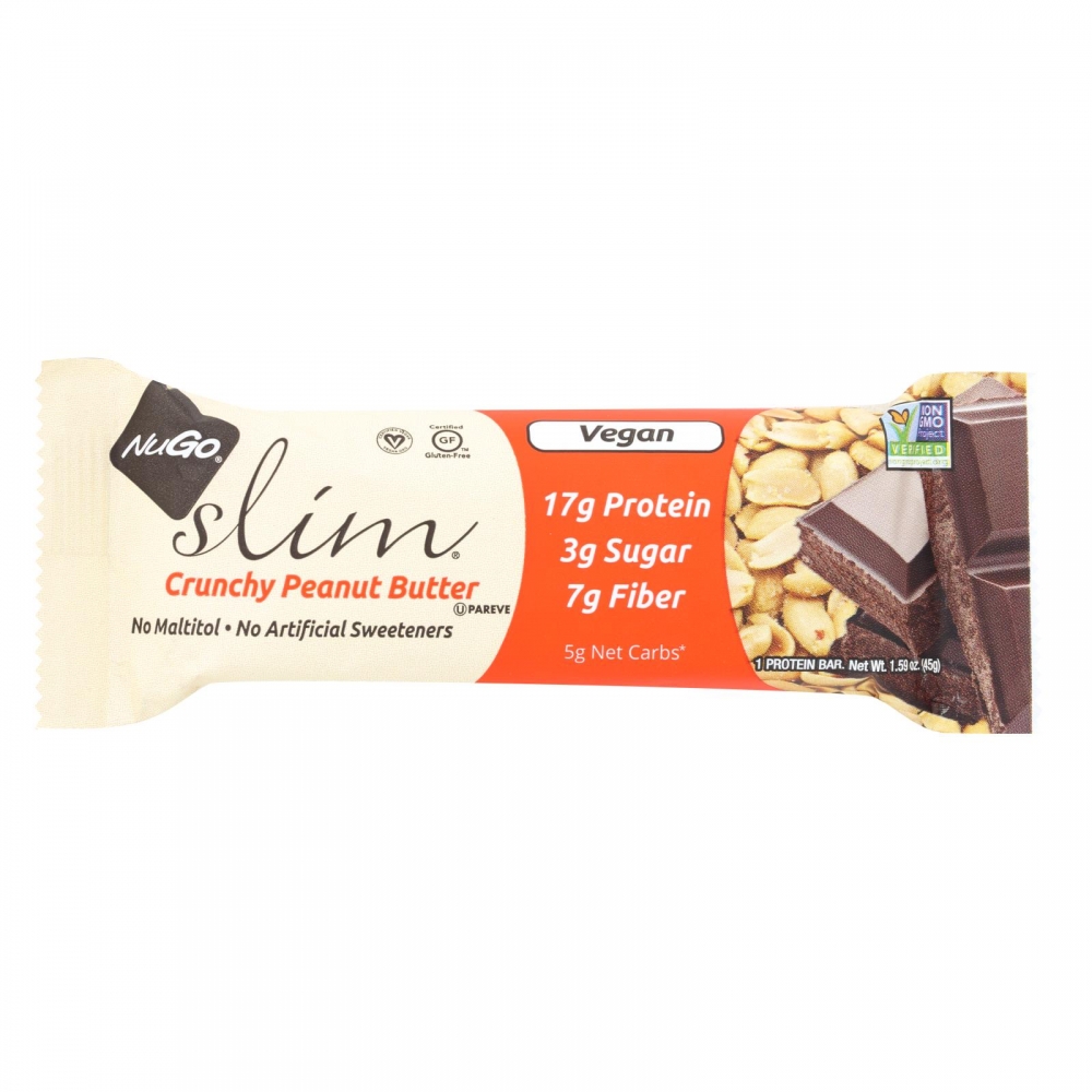 NuGo Nutrition Bar - Slim - Crunchy Peanut Butter - 1.59 oz Bars - 12개 묶음상품